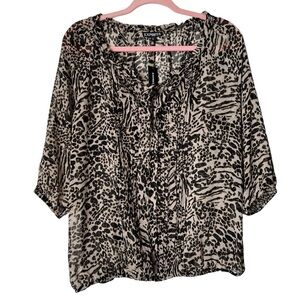 Express Animal Print Sheer Women’s Blouse Size Large NWT